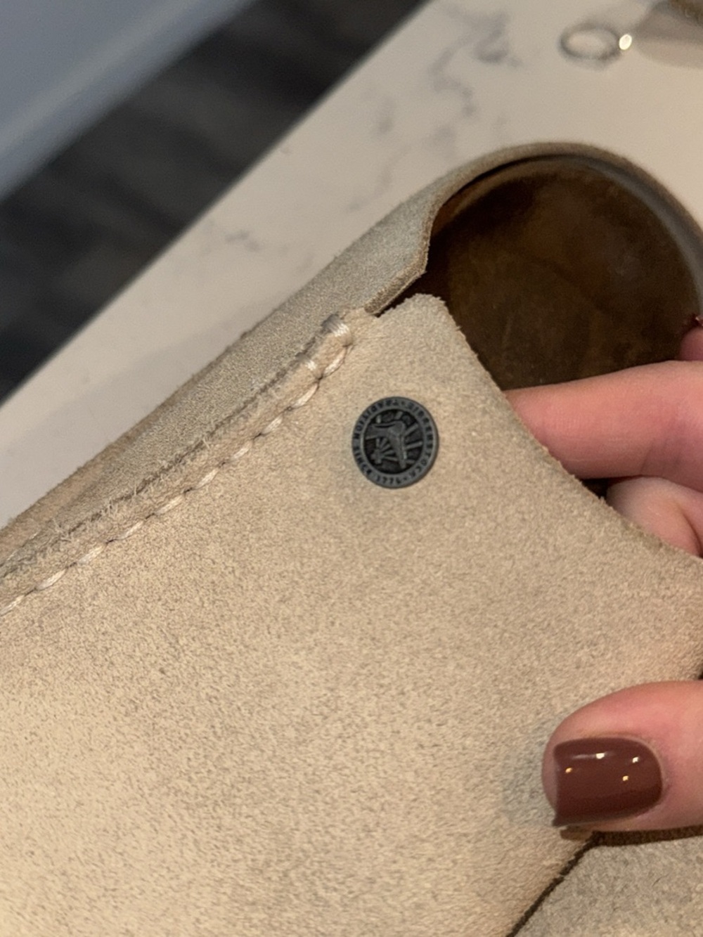 Birkenstock Suede Clog Mule in Light Beige